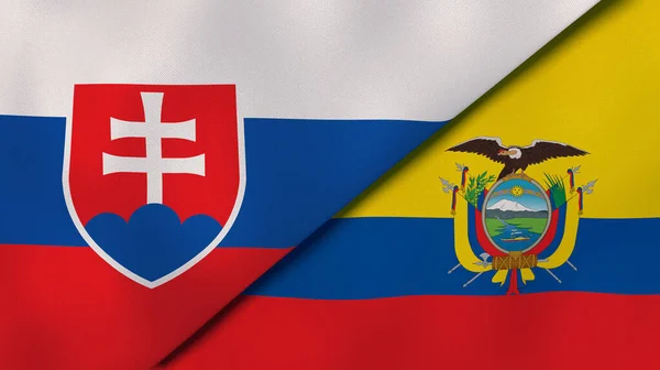 Zwei Staaten Flaggen Der Slowakei Und Ecuador Hochwertiger Geschäftlicher Hintergrund — Stockfoto