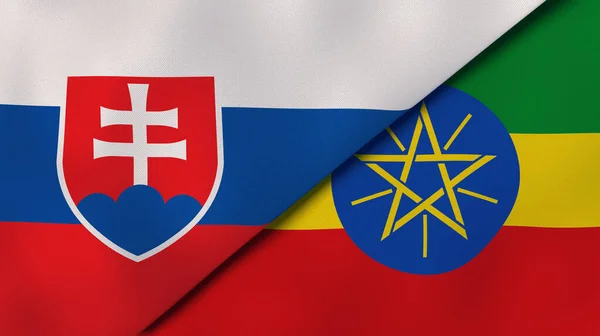 Державні Прапори Словаччини Ефіопії Високоякісне Ділове Минуле Ілюстрація — стокове фото