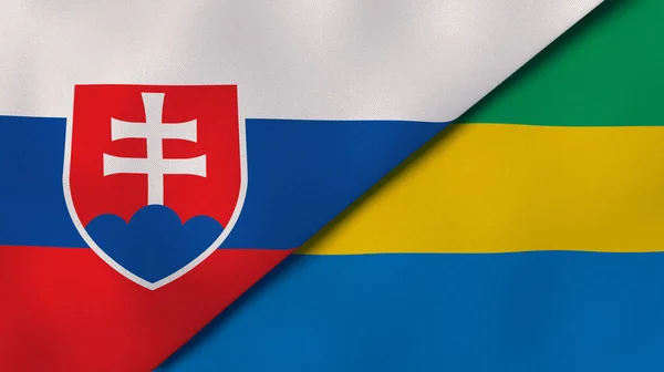 Zwei Staaten Flaggen Der Slowakei Und Gabun Hochwertiger Geschäftlicher Hintergrund — Stockfoto