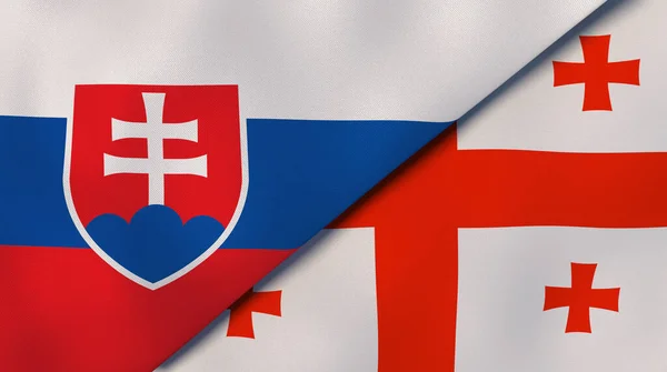 Två Stater Flaggar Slovakien Och Georgien Hög Kvalitet Affärsbakgrund Illustration — Stockfoto