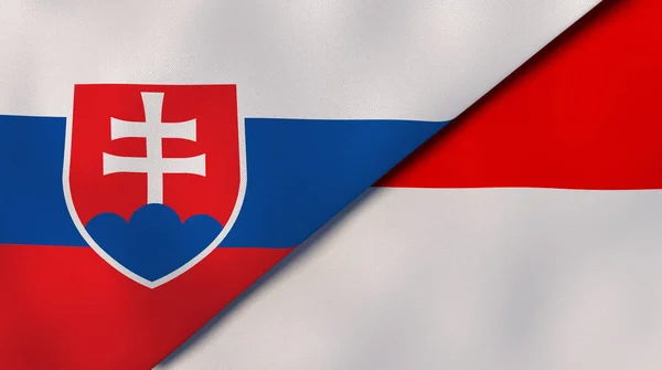 Bandeiras Dois Estados Eslováquia Indonésia Fundo Negócios Alta Qualidade Ilustração — Fotografia de Stock