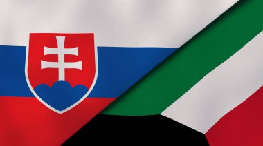 Slovakya ve Kuveyt 'in iki bayrağı. Kaliteli bir iş geçmişi. 3d illüstrasyon