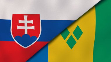 Slovakya, Saint Vincent ve Grenadines 'in iki bayrağı. Kaliteli bir iş geçmişi. 3d illüstrasyon