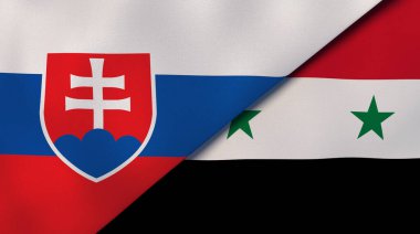 Slovakya ve Suriye 'nin iki bayrağı. Kaliteli bir iş geçmişi. 3d illüstrasyon