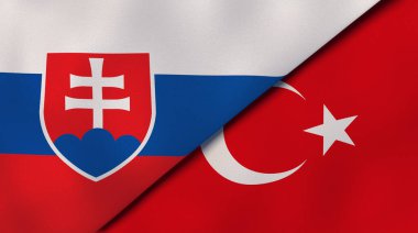 Slovakya ve Türkiye 'nin iki bayrağı. Kaliteli bir iş geçmişi. 3d illüstrasyon