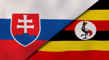 Slovakya ve Uganda 'nın iki bayrağı. Kaliteli bir iş geçmişi. 3d illüstrasyon