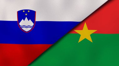 Slovenya ve Burkina Faso 'nun iki bayrağı. Kaliteli bir iş geçmişi. 3d illüstrasyon