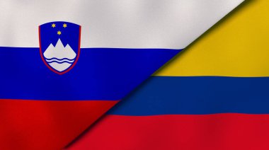 Slovenya ve Kolombiya 'nın iki bayrağı. Kaliteli bir iş geçmişi. 3d illüstrasyon