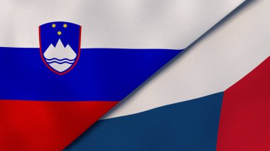Slovenya ve Çek Cumhuriyeti 'nin iki bayrağı. Kaliteli bir iş geçmişi. 3d illüstrasyon