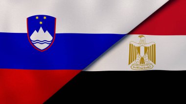 Slovenya ve Mısır 'ın iki bayrağı. Kaliteli bir iş geçmişi. 3d illüstrasyon