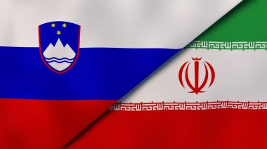 Slovenya ve İran 'ın iki bayrağı. Kaliteli bir iş geçmişi. 3d illüstrasyon