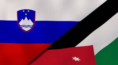 Slovenya ve Ürdün 'ün iki bayrağı. Kaliteli bir iş geçmişi. 3d illüstrasyon