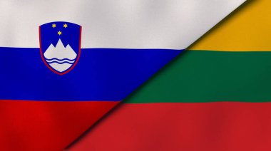 Slovenya ve Litvanya 'nın iki bayrağı. Kaliteli bir iş geçmişi. 3d illüstrasyon