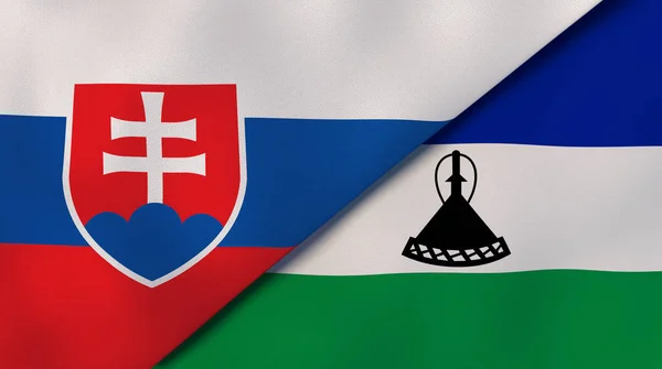 Державні Прапори Словаччини Лесото Високоякісне Ділове Минуле Ілюстрація — стокове фото