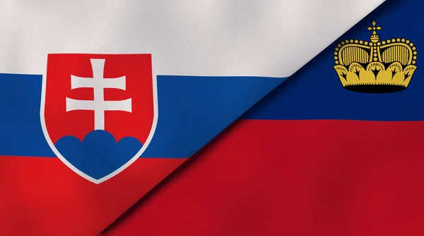 Två Stater Flaggar Slovakien Och Liechtenstein Hög Kvalitet Affärsbakgrund Illustration — Stockfoto