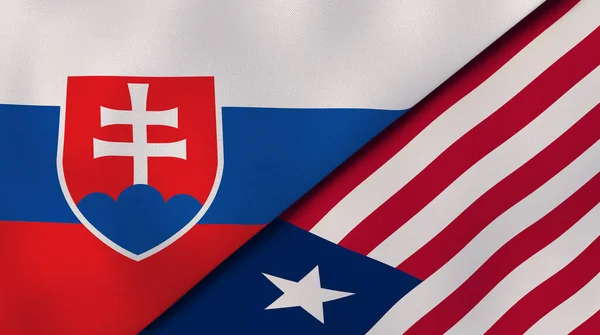 Dos Estados Banderas Eslovaquia Liberia Fondo Negocio Alta Calidad Ilustración — Foto de Stock