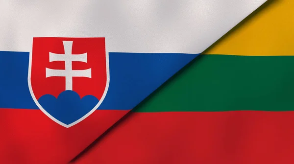 Dos Estados Banderas Eslovaquia Lituania Fondo Negocio Alta Calidad Ilustración —  Fotos de Stock