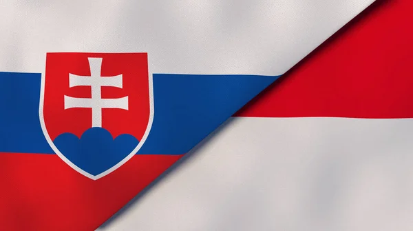 スロバキアとモナコの2つの州旗 高品質のビジネス背景 3Dイラスト — ストック写真