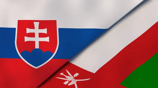 Dois Estados Bandeiras Eslováquia Omã Fundo Negócios Alta Qualidade Ilustração — Fotografia de Stock