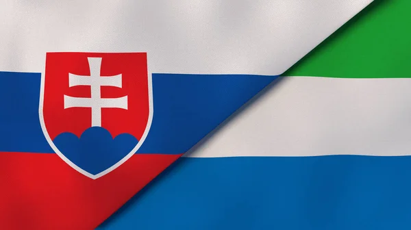 Державні Прапори Словаччини Сьєрра Леоне Високоякісне Ділове Минуле Ілюстрація — стокове фото