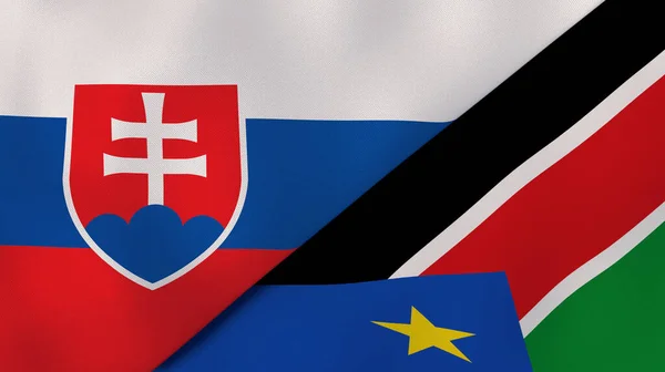 Dois Estados Bandeiras Eslováquia Sudão Sul Fundo Negócios Alta Qualidade — Fotografia de Stock