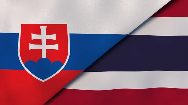 Державні Прапори Словаччини Таїланду Високоякісне Ділове Минуле Ілюстрація — стокове фото