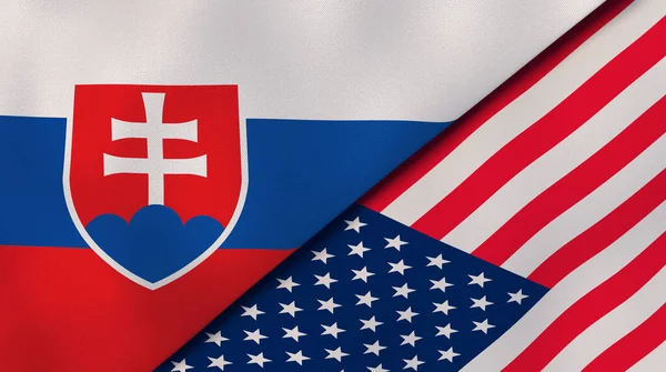 Dvě Vlajky Slovenska Spojených Států Vysoce Kvalitní Obchodní Zázemí Ilustrace — Stock fotografie