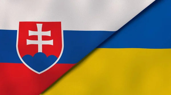 スロバキアとウクライナの2つの州旗 高品質のビジネス背景 3Dイラスト — ストック写真
