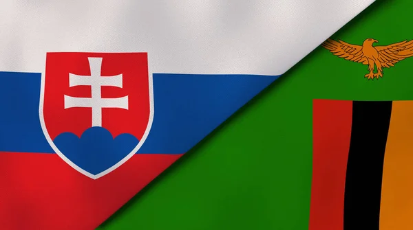 Державні Прапори Словаччини Замбії Високоякісне Ділове Минуле Ілюстрація — стокове фото