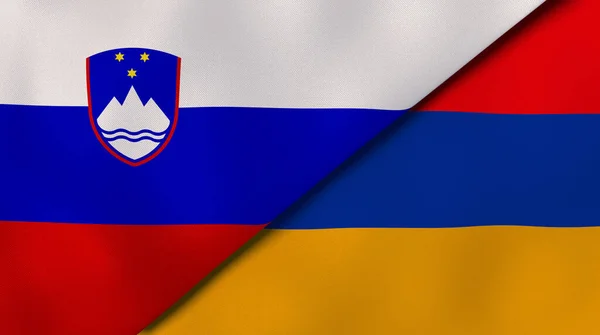 Флаги Двух Государств Словении Армении Высококачественный Бизнес Фон Иллюстрация — стоковое фото