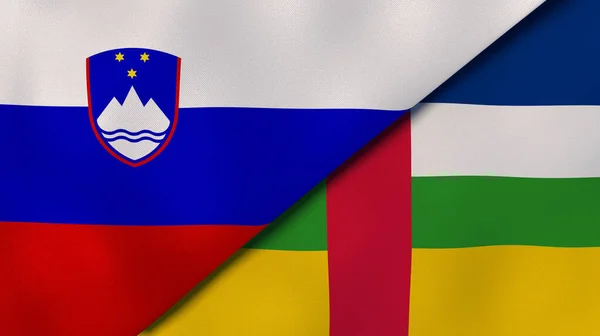 Флаги Двух Государств Словении Центральноафриканской Республики Высококачественный Бизнес Фон Иллюстрация — стоковое фото