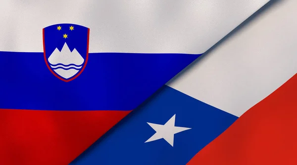 Флаги Двух Штатов Словении Чили Высококачественный Бизнес Фон Иллюстрация — стоковое фото