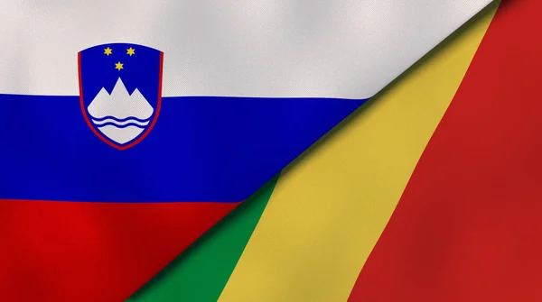 Флаги Двух Штатов Словении Конго Высококачественный Бизнес Фон Иллюстрация — стоковое фото