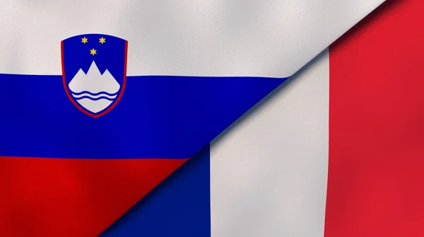 Två Stater Flaggar Slovenien Och Frankrike Hög Kvalitet Affärsbakgrund Illustration — Stockfoto