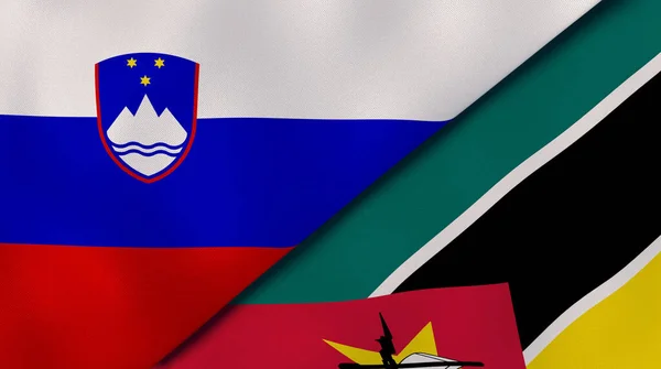 Флаги Двух Государств Словении Мозамбика Высококачественный Бизнес Фон Иллюстрация — стоковое фото
