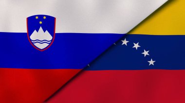 Slovenya ve Venezuela 'nın iki bayrağı. Kaliteli bir iş geçmişi. 3d illüstrasyon