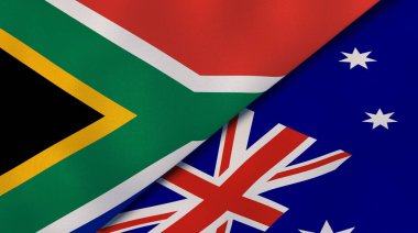 Güney Afrika ve Avustralya 'nın iki bayrağı. Kaliteli bir iş geçmişi. 3d illüstrasyon