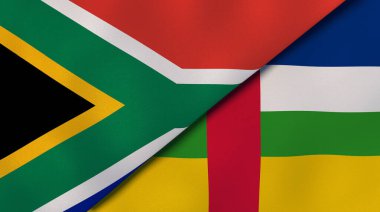Güney Afrika ve Orta Afrika Cumhuriyeti 'nin iki bayrağı. Kaliteli bir iş geçmişi. 3d illüstrasyon