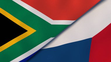 Güney Afrika ve Çek Cumhuriyeti 'nin iki bayrağı. Kaliteli bir iş geçmişi. 3d illüstrasyon