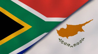 Güney Afrika ve Kıbrıs 'ın iki bayrağı. Kaliteli bir iş geçmişi. 3d illüstrasyon