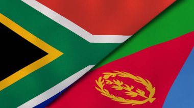 Güney Afrika ve Eritre 'nin iki bayrağı. Kaliteli bir iş geçmişi. 3d illüstrasyon