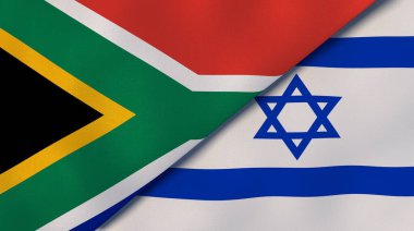 Güney Afrika ve İsrail 'in iki bayrağı. Kaliteli bir iş geçmişi. 3d illüstrasyon
