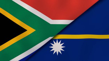 Güney Afrika ve Nauru 'nun iki bayrağı. Kaliteli bir iş geçmişi. 3d illüstrasyon