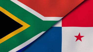 Güney Afrika ve Panama 'nın iki bayrağı. Kaliteli bir iş geçmişi. 3d illüstrasyon