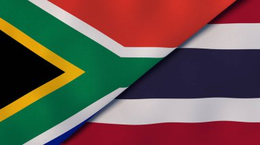 Güney Afrika ve Tayland 'ın iki bayrağı. Kaliteli bir iş geçmişi. 3d illüstrasyon