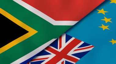 Güney Afrika ve Tuvalu 'nun iki bayrağı. Kaliteli bir iş geçmişi. 3d illüstrasyon
