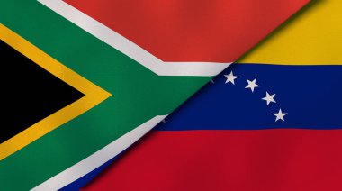 Güney Afrika ve Venezuela 'nın iki bayrağı. Kaliteli bir iş geçmişi. 3d illüstrasyon
