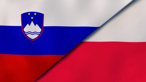Två Stater Flaggar Slovenien Och Polen Hög Kvalitet Affärsbakgrund Illustration — Stockfoto