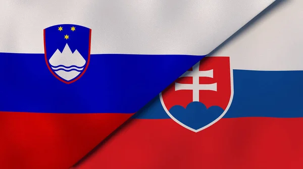 Zwei Staaten Flaggen Von Slowenien Und Der Slowakei Hochwertiger Geschäftlicher — Stockfoto