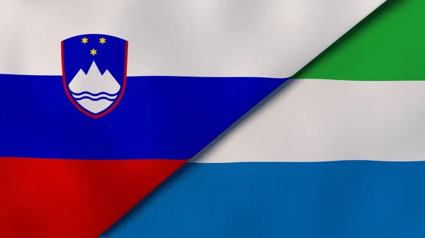 Två Flaggstater Från Slovenien Och Sierra Leone Hög Kvalitet Affärsbakgrund — Stockfoto